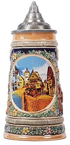 NENBOLEC Jarra de Cerveza Alemana Personalizada Vikinga Stanley Taza Munich Oktoberfest Deutschland Frankfurt Romer Beer Stein Mug con Tapa para Cumpleaños Regalo Hombre Padre Esposo 0.6 Liter