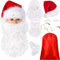 SATINIOR Weihnachtsmann Kostüm Set Enthält Mütze Bart Perücke mit Weiß Augenbrauen Weiß Winterhandschuhe Weihnachtsmann Brille Weihnachten Geschenkbeutel