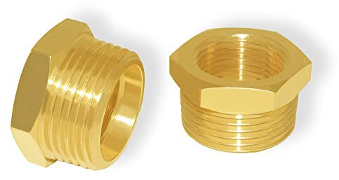Hooshing 2 riduttori esagonali in ottone da 2,5 cm NPT maschio x 3/4 NPT femmina filettato adattatore raccordo tubo