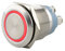 SeKi Edelstahl Drucktaster Ø16mm tastend flacher Kopfform farbig beleuchtetem LED Ring in rot Schraubanschluss; Klingeltaster