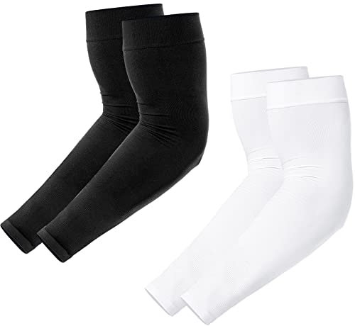 Newbyinn Manicotti Braccia Anti UV Manicotto Braccio, Manicotti Pallavolo Ideali per Ciclismo Calcio Padel Beach Volley, Compressione Maniche per Braccia Copri Tatuaggi per Uomo Donna, 2 Paia Taglia L