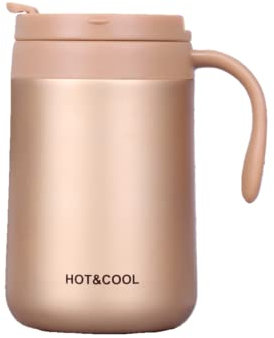 Gteller 17oz Stainless Steel Coffee Mug, Double Wall Insulated Vacuum Mug with Lid and Handle Keeping Beverage hot and Cold (Golden 500ml)