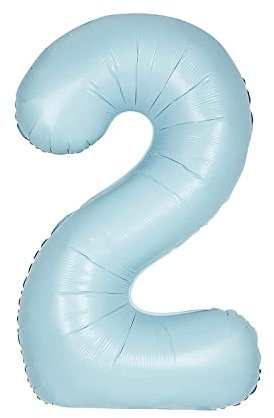 Giant Foil Number 2 Balloon - 86 cm - Matte Baby Blue