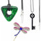 ASVP Shop Looking Stone Necklace, Skeleton Key Necklace & Dragonfly Hair Bobby Pin, Leather, resin