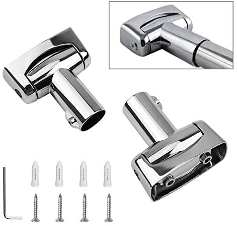 UFURMATE Duschvorhangstangenhalterung, 2 Stück, Zinklegierung, Duschvorhangstange, einzelner Schwenkflansch, einfache Installation, robuste Gardinenstange, Wandhalterung, mit Schrauben