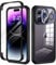 seacosmo for iPhone 14 Pro Max Case 6.7 Inch, Full-Body Shockproof Case with Built-in Glass Screen Protector and Camera Lens Protector Rubber Bumper Case Cover for iPhone 14 Pro Max 2022- Black/Clear