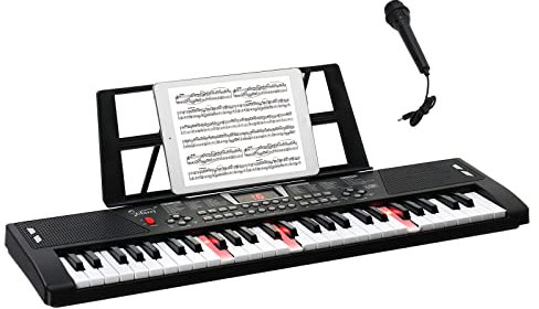 GLARRY 54 Lighted Keys Electric Keyboard Piano for Beginners Portable Music Keyboard Baby with Music Stand, Microphone, Power Supply, Headphone