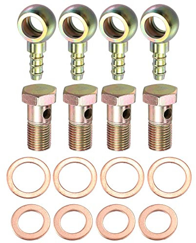 X AUTOHAUX 4 Satz Auto Banjo Schlauch Bolzen Fittings Metall mit 12mm 14mm Wäscher