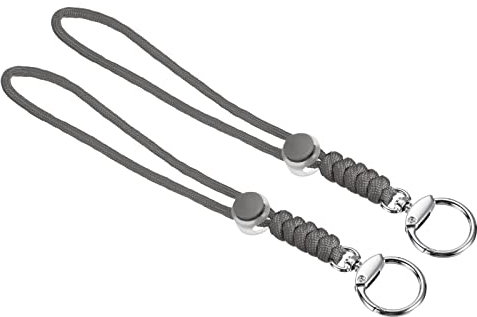 PATIKIL Paracord Lanyard with Clasp 9 Inch, 2 Pack Wrist Keychain Cord Metal Hook Strap for Keys Whistle ID Card Badge Holder, Gray