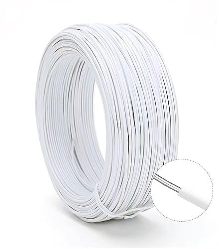 Arightmu 1.2mm 110M Iron Wire Tie Coated Wire Twist Ties Binding, Plant Twisty Tie Garden Wire Coil Plastic Coated for Plants Plant Tree Support (1.2mm-110M, White-Round)