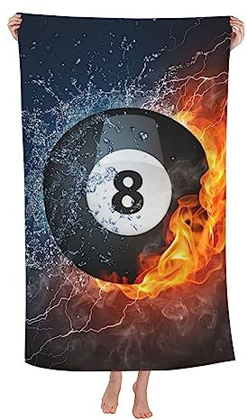 VOOHDDY Billardball, cooles lustiges Strandtuch, groß, weich, saugfähig, Mikrofaser, schnell trocknend, übergroß, Badetücher für Badezimmer, Männer, Jungen, Pool, Camping, Reisen, Schwimmen, Picknick,