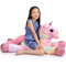 Yeqivo Riesen Einhorn Spielzeug Plüsch - Großes Regenbogen Lila Kuscheltier, Schöne Geburtstagsdekoration für Kinder, Tolle Geschenke für Mädchen (110CM, Rosa Bandhnu)