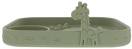 Nuby Animal Friend Silicone Rectangle Plate | Green Giraffe Plate