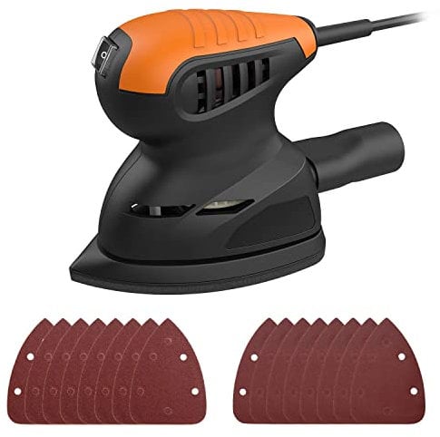 Detailschleifer 125W 13500RPM Multischleifer, Kompakte Schleifmaschine mit 16 Schleifpapieren, Staubsammelsystem, für Holz, Schleifen enger Räume in Heimdekoration und Heimwerkerarbeiten