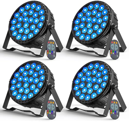 Ukfog 4PCS 216W LED Par Scheinwerfer, 27 x 8W RGBW LED Par Strahler DMX Discolicht mit Fernbedienung 6 Modi Effektstrahler Partylicht für DJ, Party, Show, Weihnachten, Halloween, Hochzeit