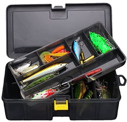 Syfunlv Angelkasten,Fishing Tackle Box,21 * 12 * 6.7cm Angel Zubehör Aufbewahrungsbox Gerätekoffer mit 2-stöckig Gerätekasten & Angelbox für Angelzubehör,Werkzeugkasten für Hobby, Heim- & Heimwerker