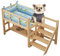 SAAKO Hundebetten 2-lagiges Hundebett, Hundebettrahmen aus Holz, erhöhtes, kühlendes Haustierbett mit Treppe und Leitplanke, Hundenapf für kleine und mittelgroße Haustiere Robuste Struktur