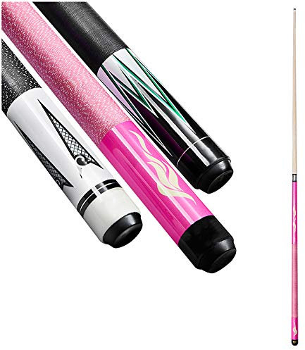 BEROZA Queue de billard – Accessoires de billard – Érable canadien, 144,8 cm, 538,6 g – Pointes de queue de billard de 11,5 mm, bien faite, enveloppée de lin, facile à contrôler, rose, blanc, noir