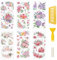 WANDIC 6 Blatt Transferaufkleber Zum Aufreiben, Frühlingsblumen-Aufkleber, Wasserfeste Aufkleber, Möbel- Und Handwerksaufkleber Für DIY-Scrapbooking