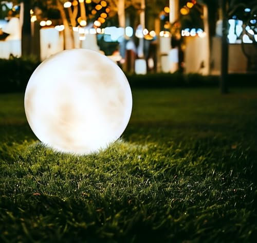 Arnusa LED Dekolampe PL407 Mond 40cm Durchmesser kabellos Lampe Innen und Außen Dekoleuchte Gartenlampe