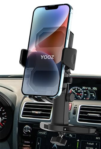 YOOZ CD Slot Phone Holder for Car [Height Adjustable] Car Phone Holder CD Player Mount with One Button Release Clamp for iPhone 15 Pro Max Plus 14 13, Galaxy S23, Fire, All 4-7 Mobile Phones
