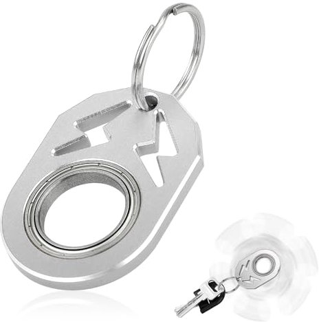Fidget Porte-Clés Fileur, Métal Porte-Clés Filage Portable Jouets Porte-clés Fileur Cadeau pour Adultes Hommes Femmes Adolescents Exercice des Doigts (Argent)