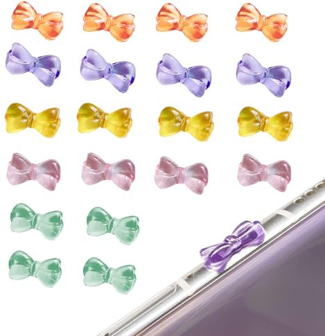 KASESSS 20 Pieces USB C Dust Plug, Silicone USB C Protector, Cute USB C Port Cover, Bow Tie Styling USB C Dust Cover, Colourful USB C Cover, USB Dust Cover with Most Type-C Mobile Phones & Tablet