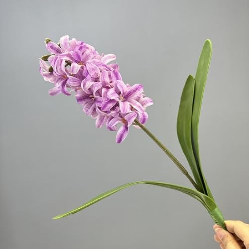 ABCWARRT 6 jacintos Artificiales Impresión 3D Toque Real Flores Falsas decoración de Bodas simulación Flores moradas Jacinto decoración de hoteles Familiares (Morado)