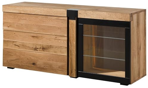 MASSIVMOEBEL24.DE | Sideboard Eiche Natur geölt Rotterdam - Verschiedene Größen, Farbe:Natur geölt, Größe:160.5x45x75 cm