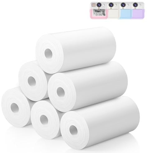 BOFIDAR Kids Instant Print Camera Paper - 6 Rolls Thermal Printing Refill Set for Toddler Camera, Coreless Thermal Paper, Compatible with Thermal Printers