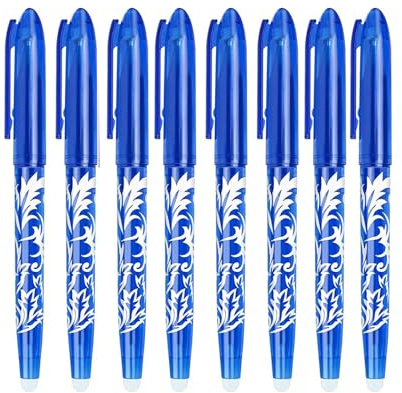 DOETYD Erasable Pens Blue Erasable Gel Pens with Eraser 0.5mm Tip Rub Out for School Office Adults