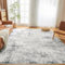 Guchuang Bedding Teppich Wohnzimmer 150 x 210 cm, Modern Abstraktes Wohnzimmerteppich, Waschbarer Teppich rutschfest für Schlafzimmer, Esszimmer, Grau