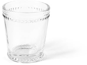 H&H Collier Set 6 Bicchieri Acqua in Vetro Trasparente 20 cl, Bordo e Base Perlinati, Eleganti e Raffinati, Lavabili in Lavastoviglie