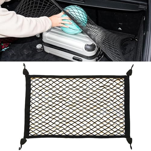 Yuaiosn Gepäcknetz Auto, Gepäcknetz Wohnmobil Kofferraum Netz 60x40cm Erstreckt Sich auf 120x80cm, Gepäcknetz, mit 4 Haken, Elastisch Kofferraum Netz