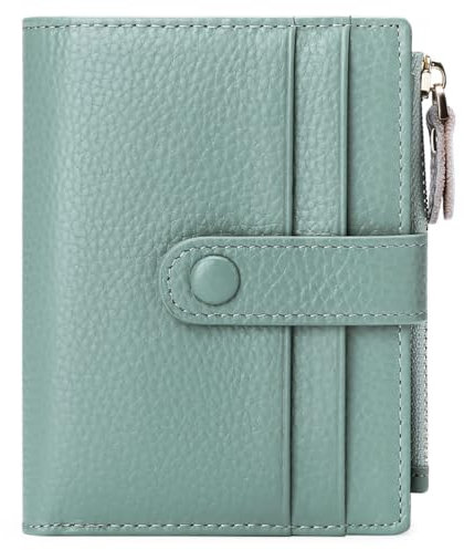 Bailonda Petit Portefeuille Femme,Portefeuille pour Femme Cuir véritable, Sac d'argent Femmes RFID, Petit Zippé Portefeuille, pour 10 Cartes, Billets et pièces de Monnaie (Vert)
