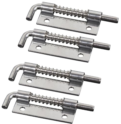 4pcs Stainless Steel Flat Pin Hinge Spring Latch, Heavy Duty Spring Loaded Distribution Cabinet Box Hinge Bolt for Home Garage Garden (8672-Y)