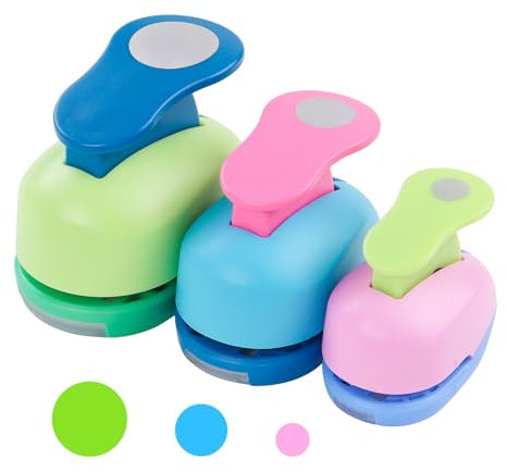 XIATIAN Stanzer Rund 3 Stück, Stanzer Kreis Motivstanzer Rund Motivlocher Papierstanzer Set, Motivlocher Stanzer für DIY, Basteln, Scrapbooking, Geschenkanhänger (8mm 15mm 25mm)