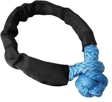 Sangle de Remorquage Corde synthétique Robuste à Manille Souple, 38000 LB, Sangle de remorquage Tout-Terrain 4x4 avec Manchon de Protection pour Jeep Camion SUV Corde de remorquage(Blue)