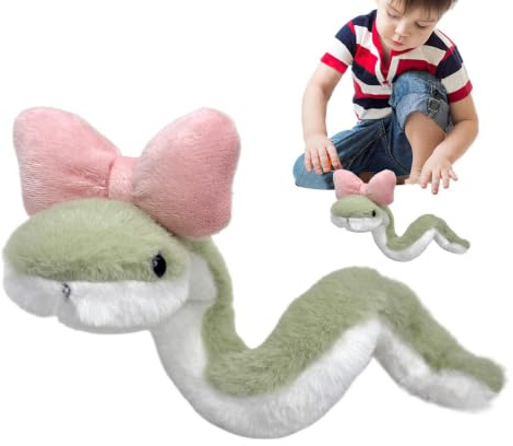 Schlange Plüschtier, Schlange Plüschtier - 15,75 Zoll süße kleine grüne Schlange aus Plüsch | Maskottchen des Jahres der Schlange, Tischdekoration, Kuscheltier für Sofa, Schlafzimmer | Niedliches Plüschtier für Erwachsene, Dekoration, Tisch, Sofa, Schlafzimmer, Innenbereich, Auto, Kinderzimmer