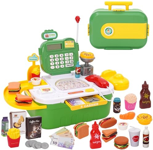 Spielzeug Für Kinder Spielzeug Supermarkt Registrierkasse Mit Scanner, Mit Taschenrechnerfunktion, Licht- Und Soundgeräuschen Und Viel Zubehör Spielkasse Kinder Geschenk Für Mädchen Jungen Ab 3+