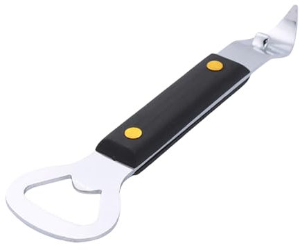 Sacacorchos Abrelatas manual Little Cook acero inoxidable perforador 2 en 1 multifuncional y abridor de cerveza (1 unidad) removedor de tapa de tarro (negro, 14. 1 x 4. 5 x 1 cm)