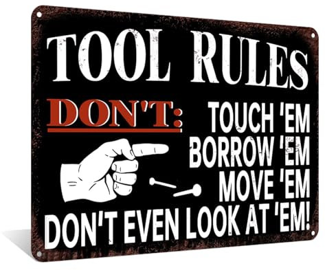 Tool Rules Vintage Metal Tin Sign Funny Decoration for Home Bar Pub Man Cave Garage Wall Decor 8x12 Inchs (2586)