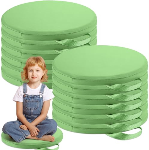 QJCHLO Quadratische Bodenkissen 30×30cmfür Kinder,Klassenzimmer mit Griffen | Flexible Bodensitzmöbel für Grundschulen, Klassenzimmer-Teppichkissen für , Kleinkinder und Kindertagesstätte(Green)