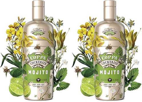 Coppa Cocktails Mojito 0,7L, 10% Vol. - Fertig gemixter Cocktail mit Rum, Minze und Limette, Ready to Serve - Kubanischer Klassiker im Glas (Packung mit 2)