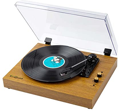 Dischi in vinile Giradischi LP Giradischi retrò Altoparlanti incorporati Grammofono vintage a 3 velocità(Yellow)