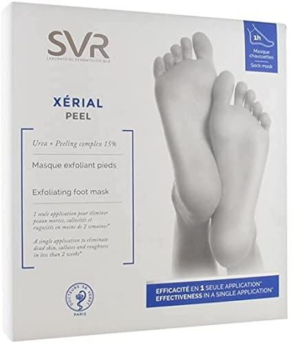 SVR - Xérial Peel - Masque exfoliant pieds - Peeling intensif anti-callosités - Pour pieds secs et abîmés - Urée 15%, acides glycolique et lactique, extraits végétaux - 2 chaussettes