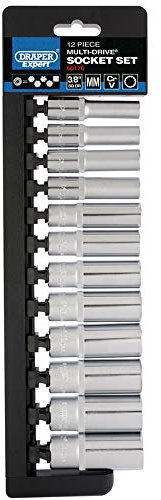 Draper 50176 Square Drive Expert Multi-Drive Deep Socket 12 Pieces Set, 3/8 Length