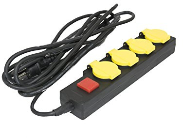 Mehrfachsteckdose - Outdoor 4 fach Steckdosenleiste mit Kindersicherung und Schalter schwarz (10 m Kabel)