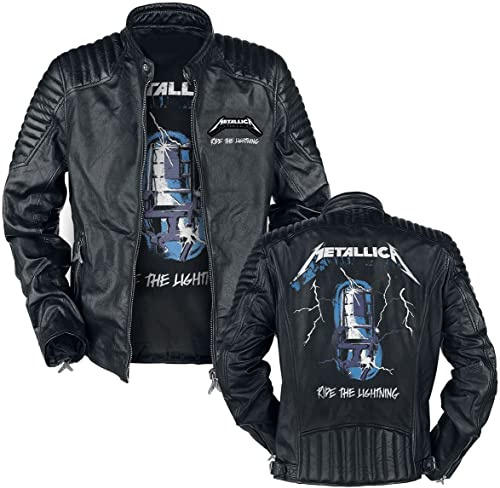 Metallica Ride The Lightning Uomo Giacca di pelle nero 100% pelle Regular