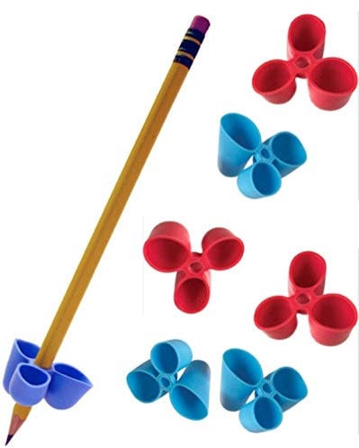 EPRHY Pencil Grip Writing Claw for Pencils and Utensils, Medium Size, 4 Count Blue/Red